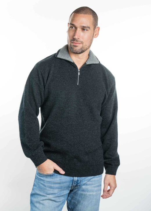 Possum Merino Lightweight  Zip Collar Jumper