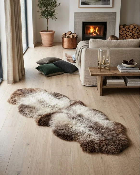 Natural Colour Double Sheepskin Rug