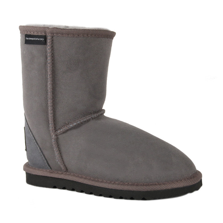 Kids Tall Sheepskin Boots - Grey