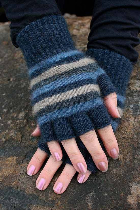 Possum Merino Multi Stripe Fingerless Glove - The Sheepskin Factory