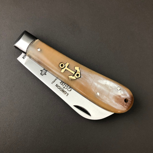 London knife carbon steel XC75 in horn by GR