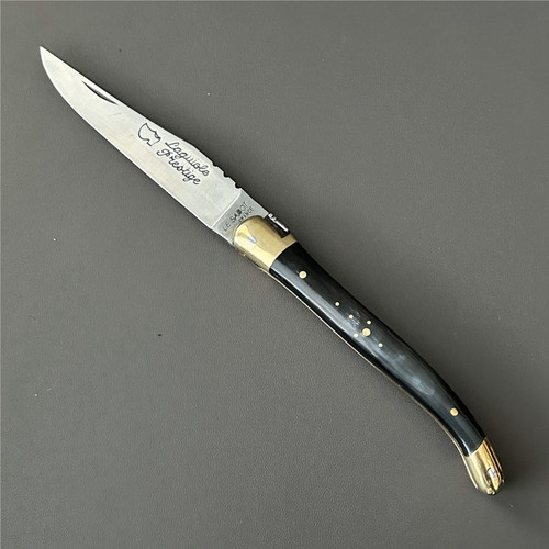 Laguiole black horn & brass carbon steel