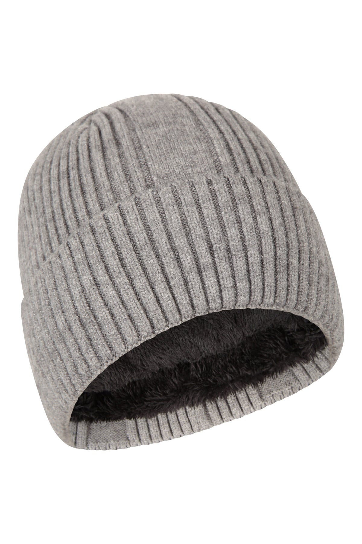 Fur Lined Mens Ribbed Thermal Beanie