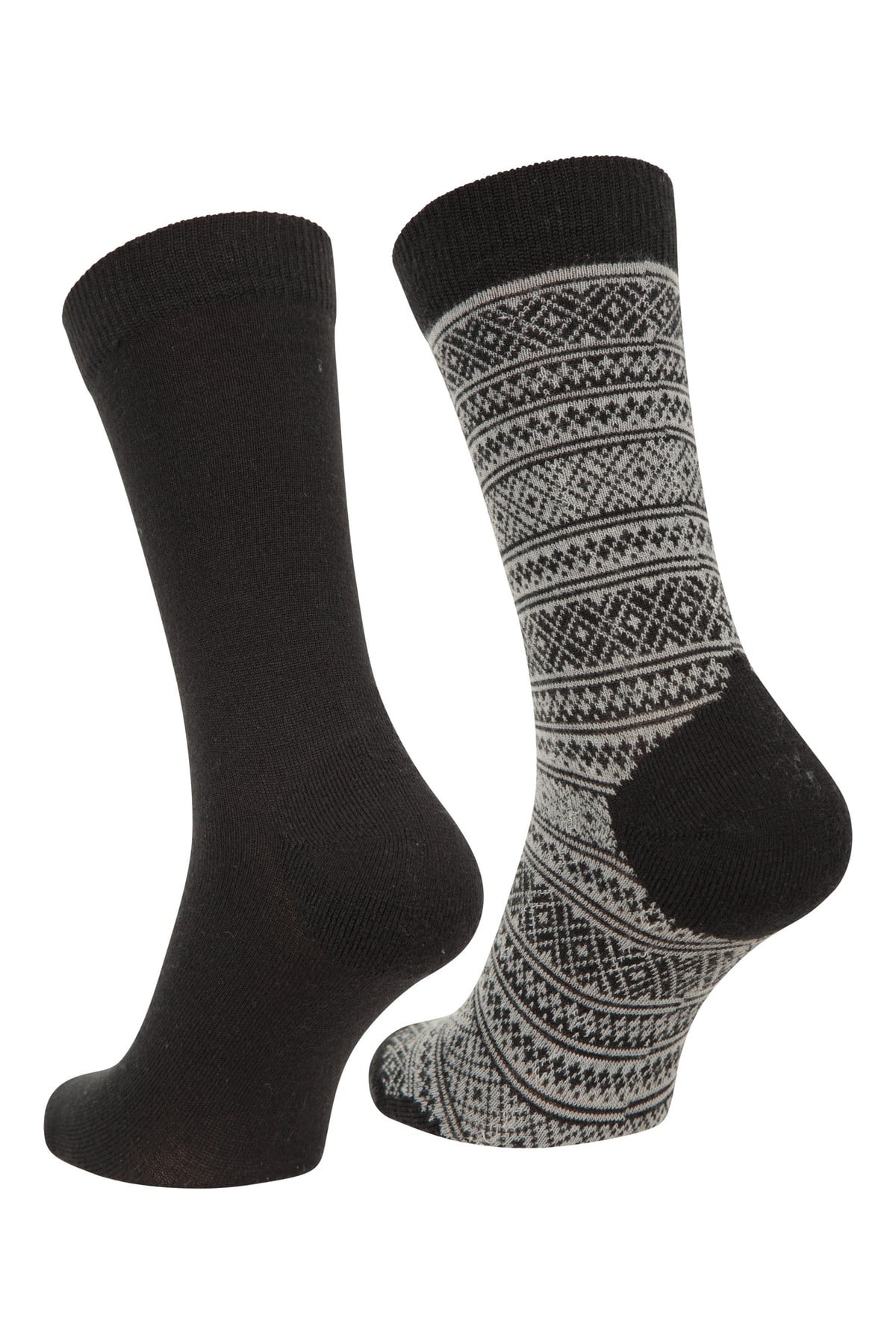 Mens Patterned Merino Mid-Calf Socks 2-Pack