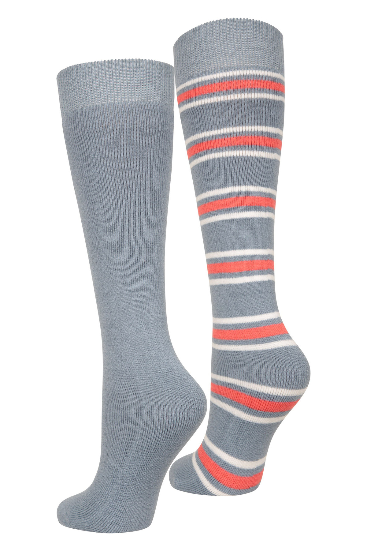 Womens Striped Knee Length Ski Socks 2-Pack