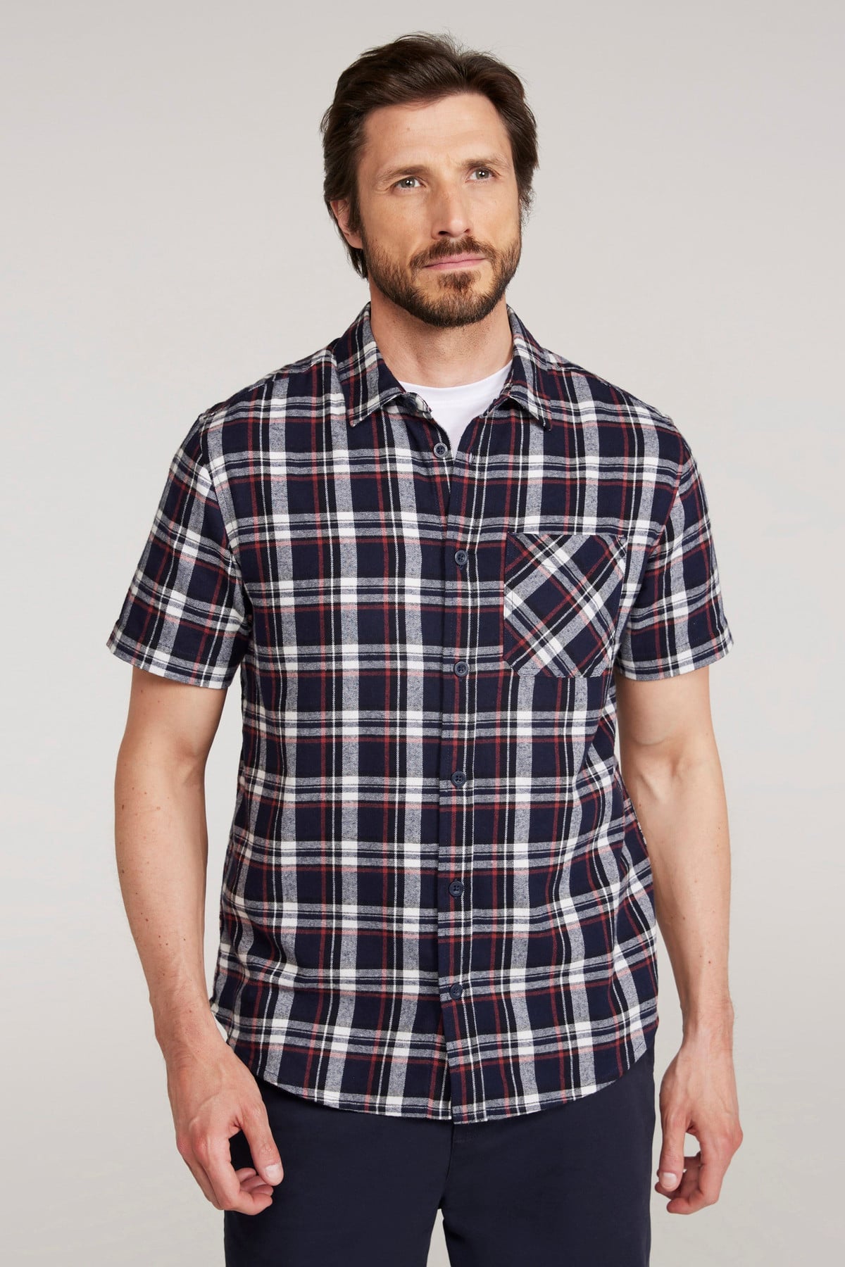 Trace Mens Flannel Short Sleeve Shirt