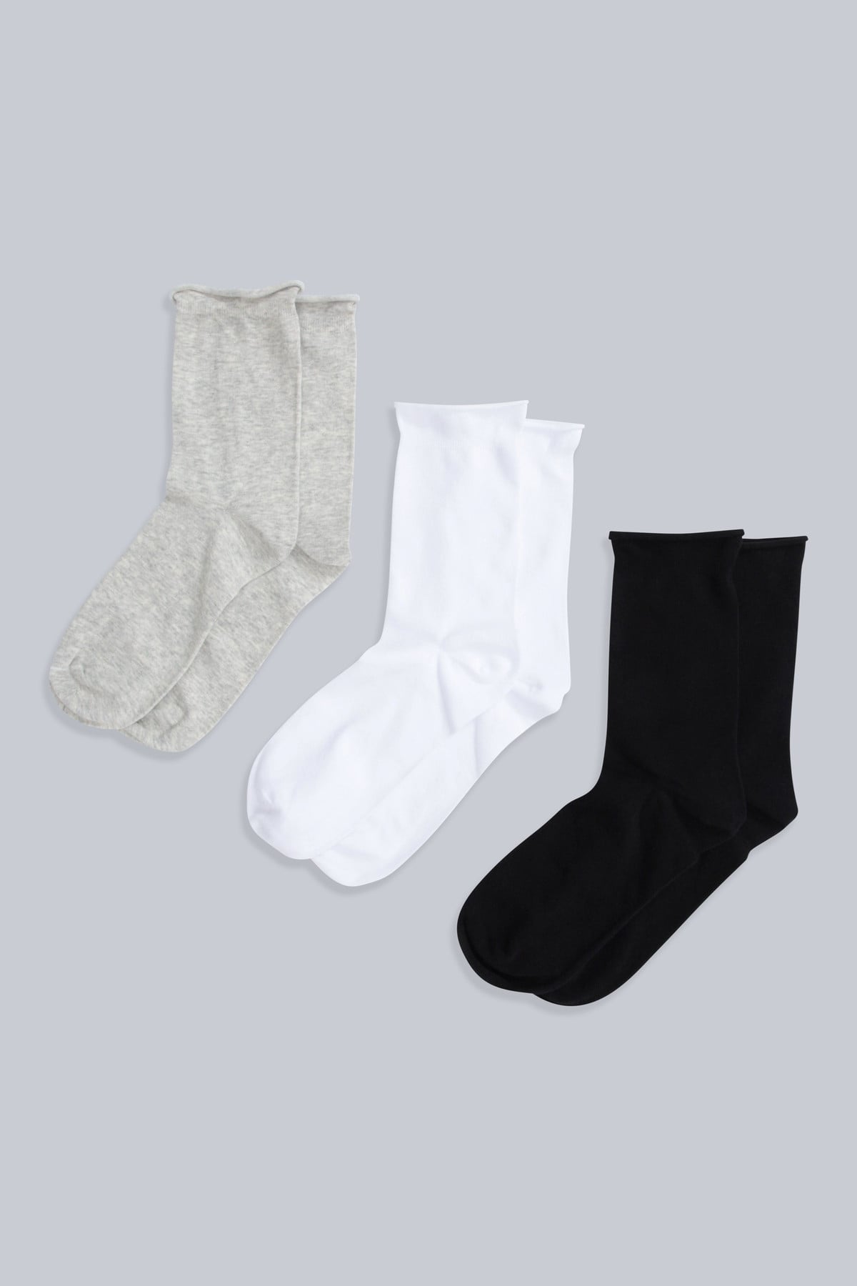 Isla Womens Roll Hem Mid Calf Socks- 3 Packs