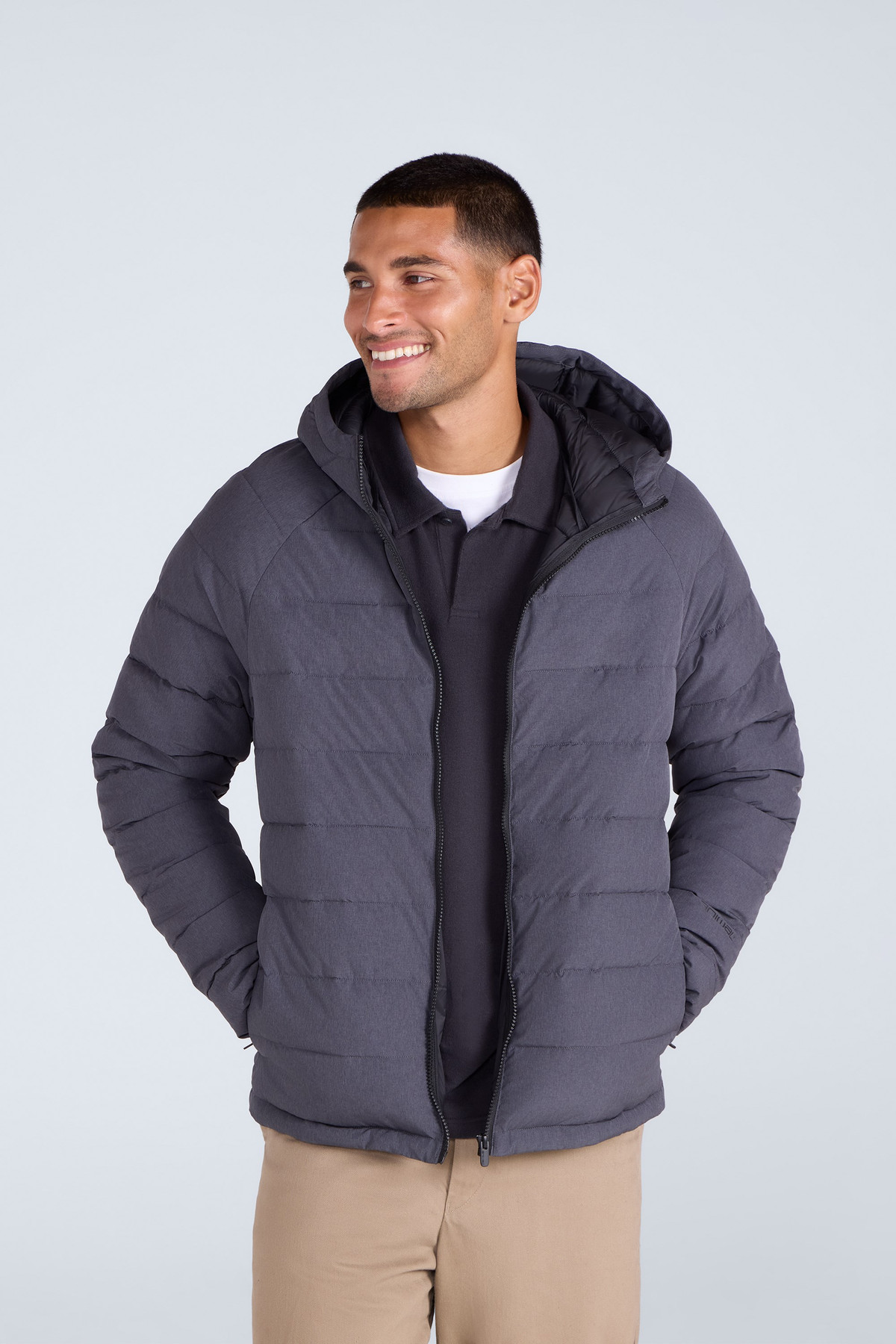 Light Cloud Cosi Marl Hooded Mens Padded Jacket
