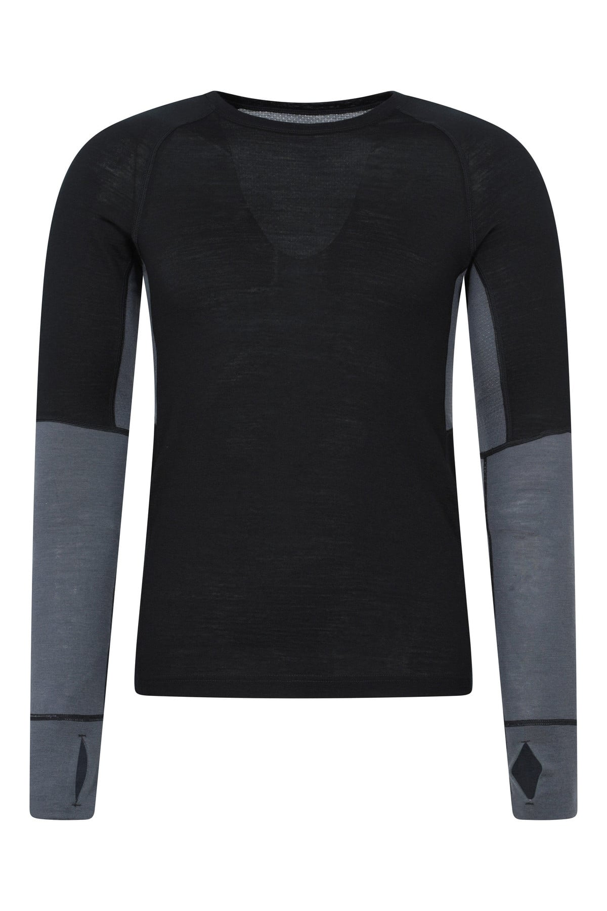 Panelled Mens Merino Longsleeve Round Neck Top