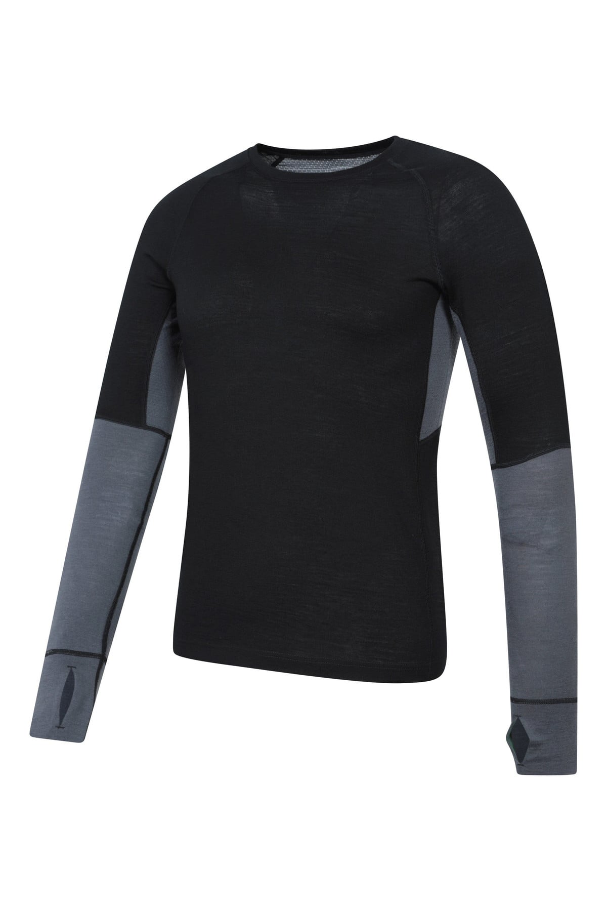 Panelled Mens Merino Longsleeve Round Neck Top