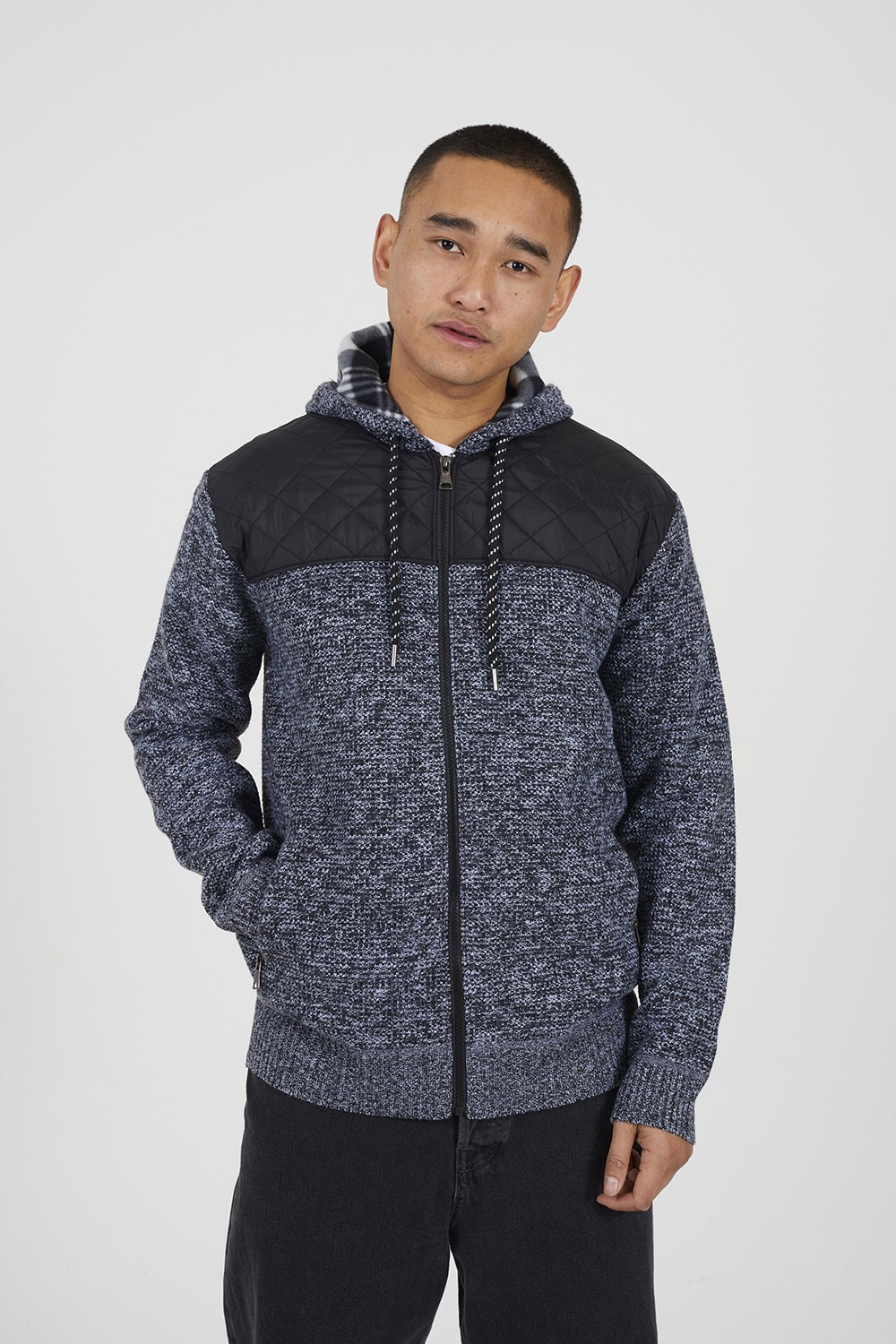 Full Zip Mens Hoodie with Contrast Panel