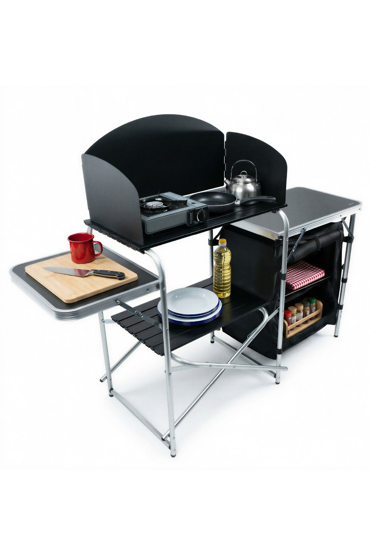 Folding Camping Kitchen Unit With Storage Table | Mountain Warehouse