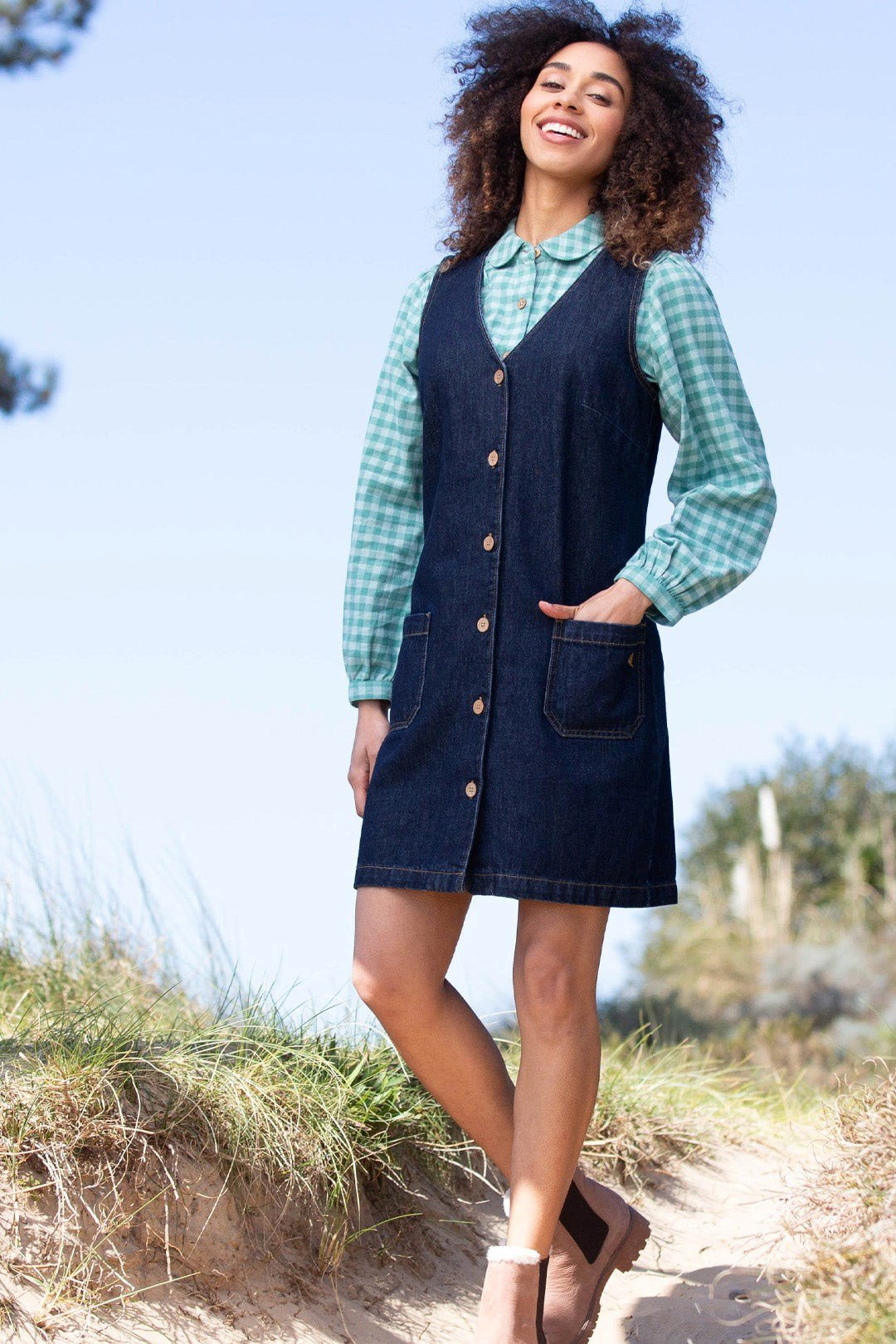 Purewell Womens Stretch Denim Pinafore Dress | Mountain Warehouse