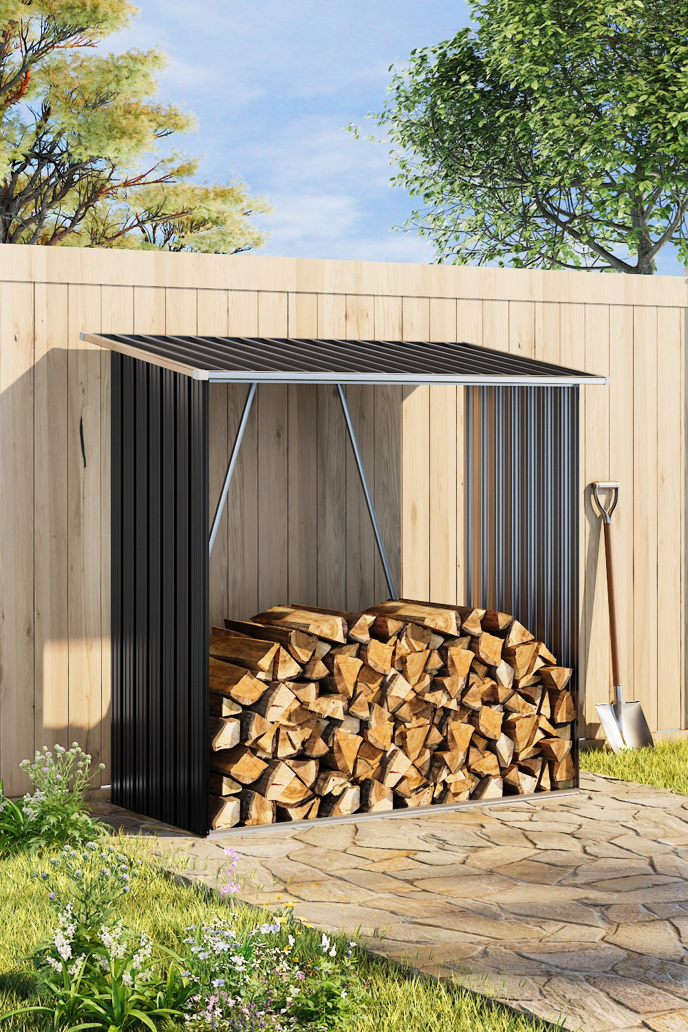 Metal Garden Firewood Log Storage Shed | Mountain Warehouse