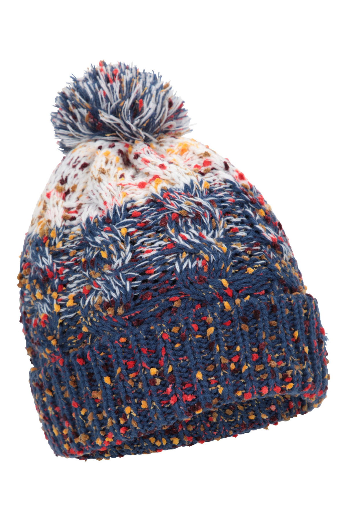 Nepped Womens Fleece Lined Pom Beanie