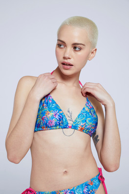 Riviera Printed Bikini Top - Blue