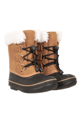 Casual Toddler Adaptive Lace-Up Snow Boots - Brown