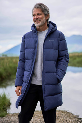 Vortex Mens Longline Padded Jacket - Navy