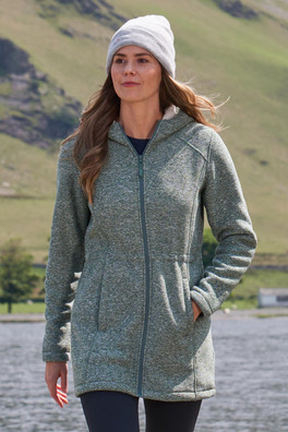 Mallaig Womens Longline Fleece Jacket - Light Khaki