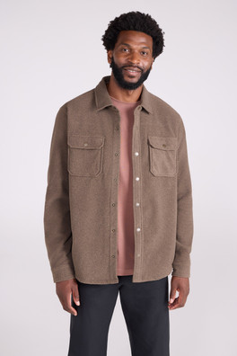 Dresden Mens Twill Fleece Shirt - Dark Brown