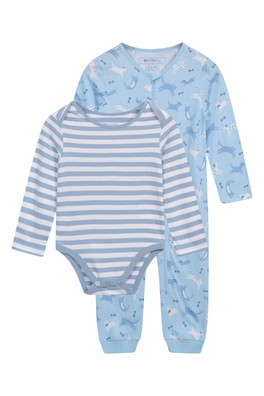 Baby Bodysuit Set - Light Blue