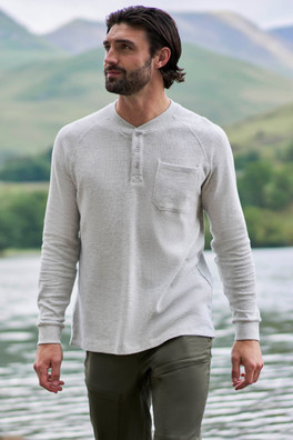 Selby Mens Waffle Henley Tee - Beige