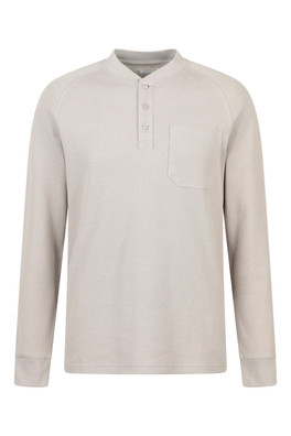 Selby Mens Waffle Henley Tee - Dark Beige