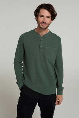 Selby Mens Waffle Henley Tee - Khaki