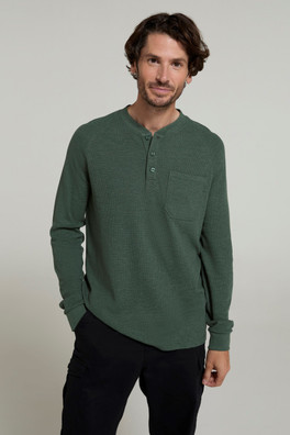 Selby Mens Waffle Henley Tee - Khaki