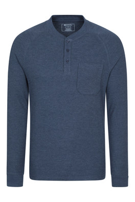 Selby Mens Waffle Henley Tee - Navy