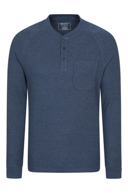 Selby Mens Waffle Henley Tee - Navy