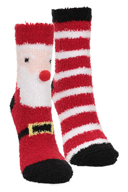 Christmas Kids Cosy Santa Socks 2-Pack - Dark Red