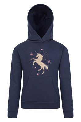 Glitter Unicorn Kids Hoodie - Navy