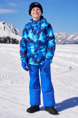Kids Printed Ski Jacket & Pant Set - Cobalt
