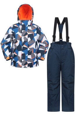 Kids Printed Ski Jacket & Pant Set - Bright Blue