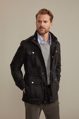 Falmouth Waxed Mens Four Pocket Jacket - Black