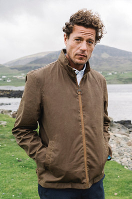 Porthleven Mens Waxed Harrington Jacket - Tan