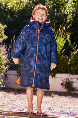 Tidal Printed Kids Waterproof Changing Robe - Dark Blue