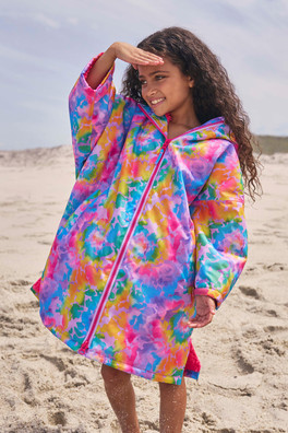 Tidal Printed Kids Waterproof Changing Robe - Bright Blue