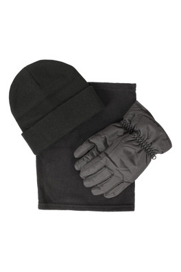 Womens Snow Accessories Set - Jet Black