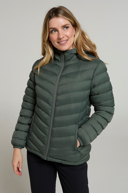 Seasons Womens Fur Lined Padded Jacket - Khaki