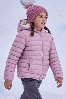 Seasons Fur-Lined Kids Padded Jacket - Pale Pink
