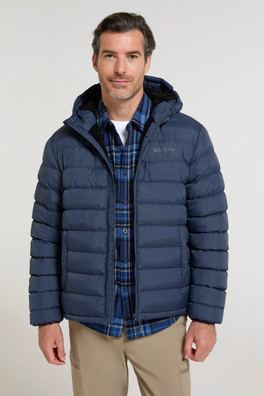 Seasons Mens Fur Lined Padded Jacket - Navy