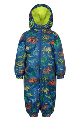 Spright Fleece Lined Printed Junior Waterproof Rain Suit - Cobalt