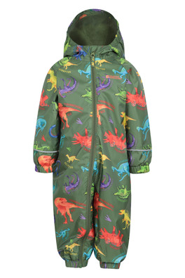 Spright Fleece Lined Printed Junior Waterproof Rain Suit - Khaki