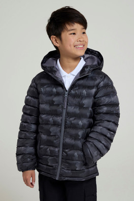 Seasons Kids Printed Padded Jacket - Charcoal