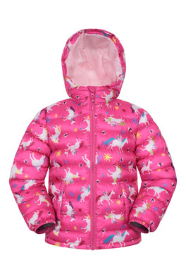 Seasons Kids Printed Padded Jacket - Dark Pink
