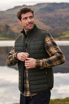 Turbine Mens Padded Hybrid Gilet - Khaki