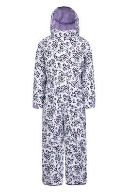Cloud Printed Kids All in One Waterproof Snowsuit - Lilac