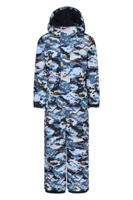 Cloud Printed Kids All in One Waterproof Snowsuit - Pale Blue